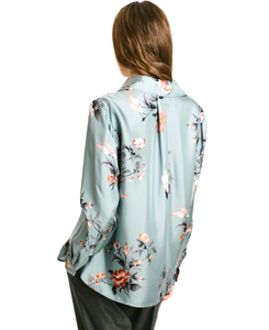 Printed silk twill shirt