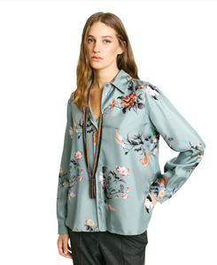 Printed silk twill shirt